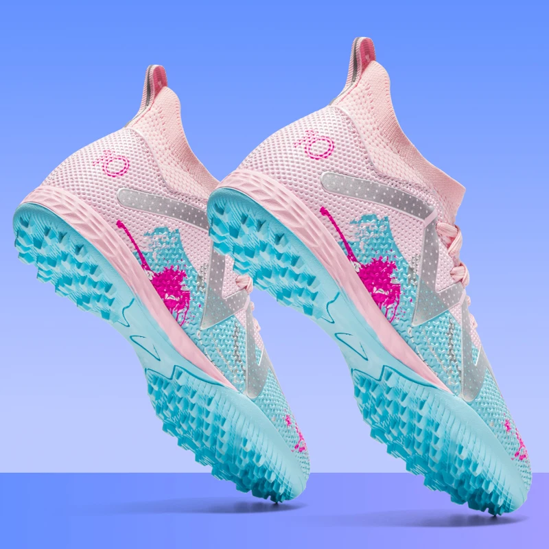 2026 Professional Soccer Shoes TF Broken Nail Teenagers Durable Looking HighTops Training Shoes Adult Outdoors Non Slip Football