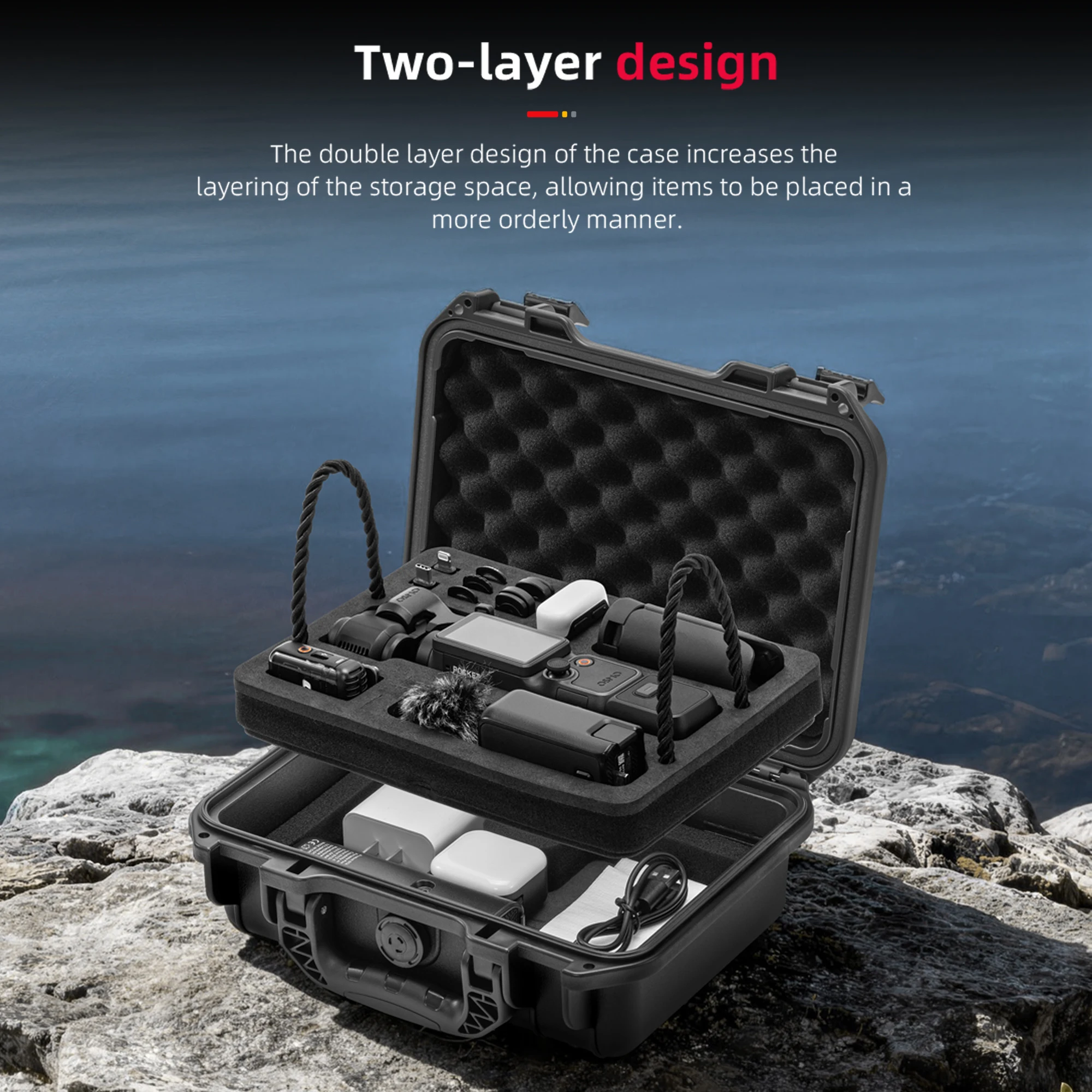 STARTRC OSMO Pocket 4/3 Hard Case Dual Layer Waterproof Shockproof Protective Hard Shell, For DJI Pocket 4/3 Creator Combo, Fits for Xtra Muse, Large Capacity, Travel Storage Box