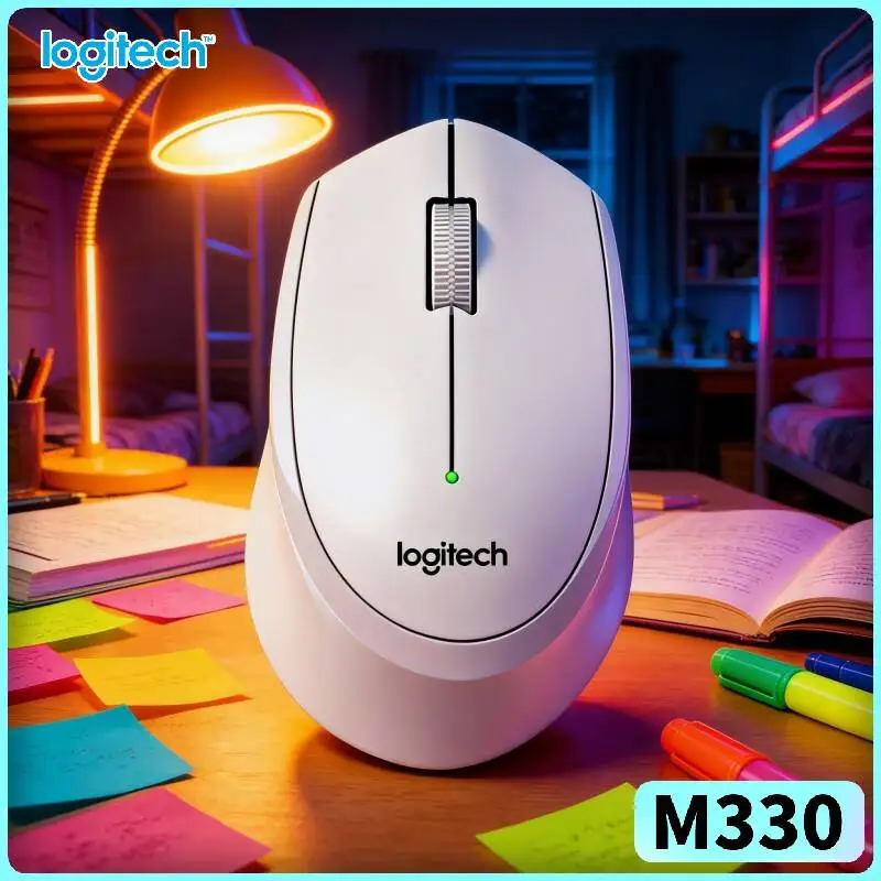 Logitech M330 Wireless Silent Mouse 2.4G Cordless Optical Tracking 10m Range Anti-Drop for Windows Mac Linux Desktop Tray