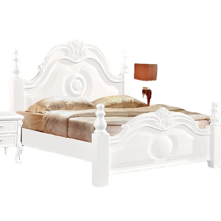 

European solid wood bed, rubber wood double bed