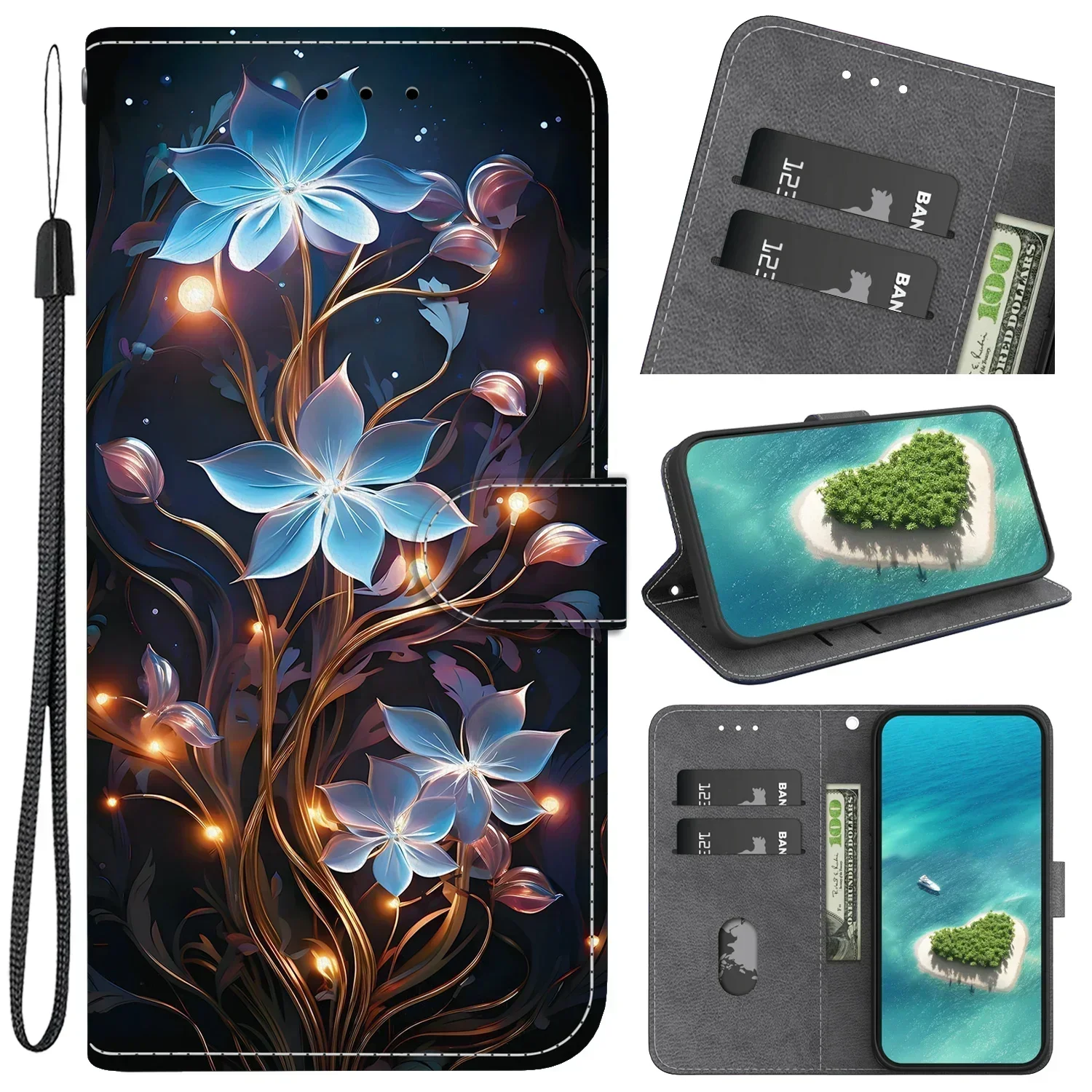 Casing untuk XiaoMi Poco F6 F5 F4 X6 X5 X4 X3 Pro GT NFC Casing Penutup Coque Dompet Flip Penutup Ponsel Sunjolly untuk Casing XiaoMi Poco F6