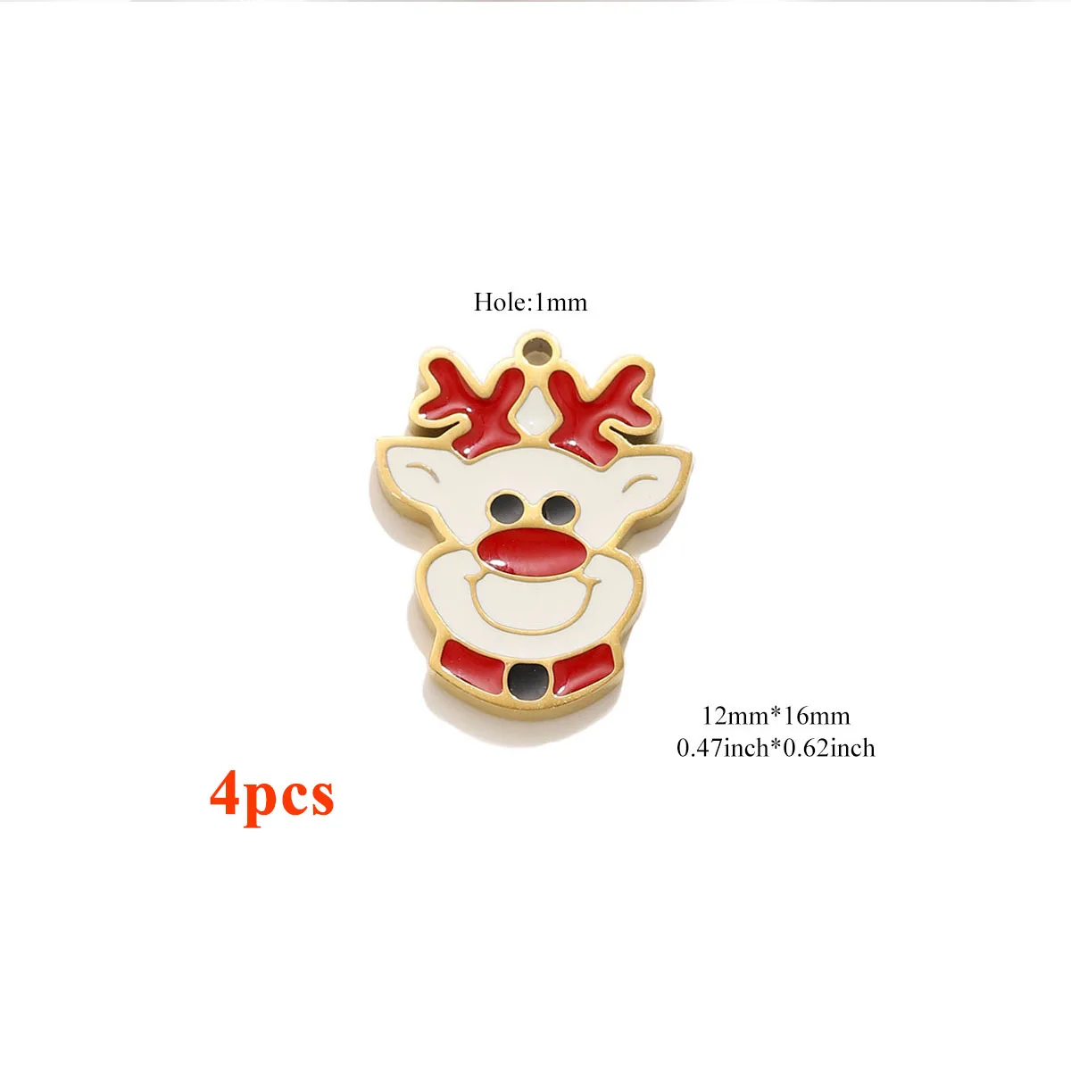 1-5pcs Enamel Christmas Charm 18K PVD Stainless Steel Gingerbread Man Deer Santa Claus Pendant DIY Necklace Earring Jewelry Bulk