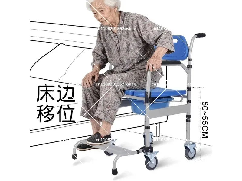 Hydraulic Patient Transfer Chair with Commode for Elderly Bathroom Safety Lifting Moving Aid