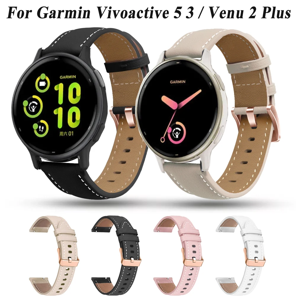 Correa de reloj de 20mm para Garmin Vivoactive 5 3 Venu SQ 2 Plus, correa de cuero deportiva para Huawei Watch GT2 GT 3, pulsera de reloj de 42mm