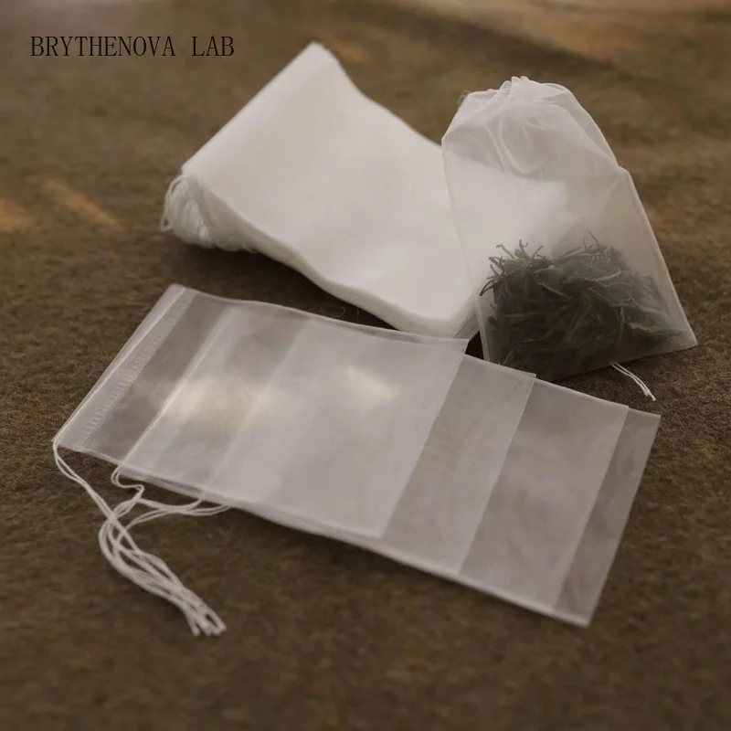 500Pcs 200/ Empty Disposable Nylon Tea Bags Mesh Tea Bag Infuser Herb Spice Filter Strainer Bags with String Teabags