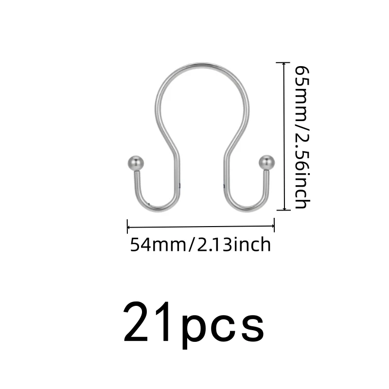 21 pcs Silver Double Ear Shower Rings, Smooth Sliding on Shower Curtain Rods, Easy Installation, Durable