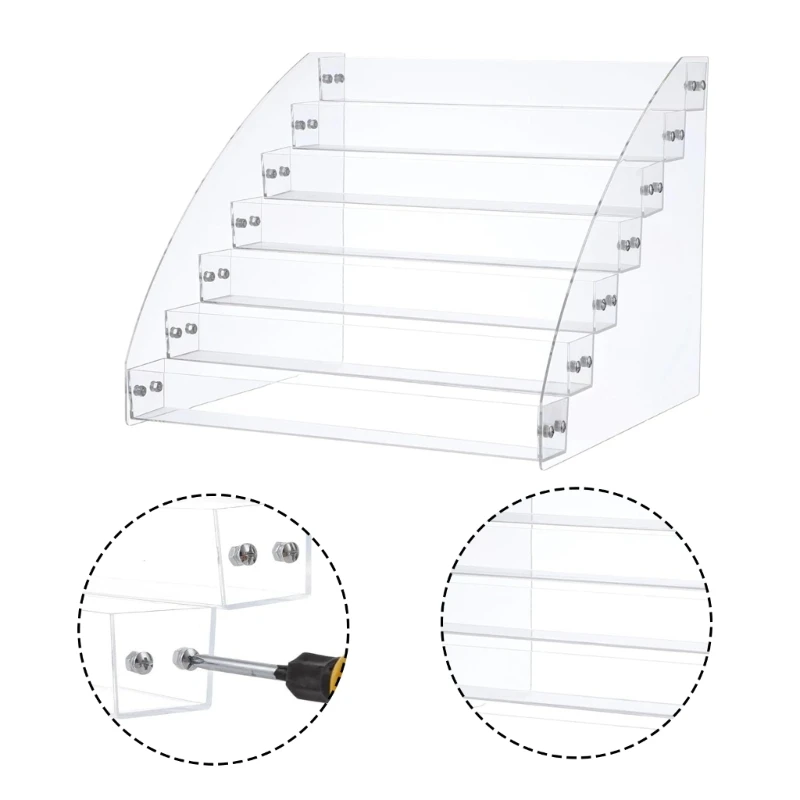 Giá đựng chai sơn acrylic trong suốt 7 tầng có ngăn đựng cọ 3 ngăn
