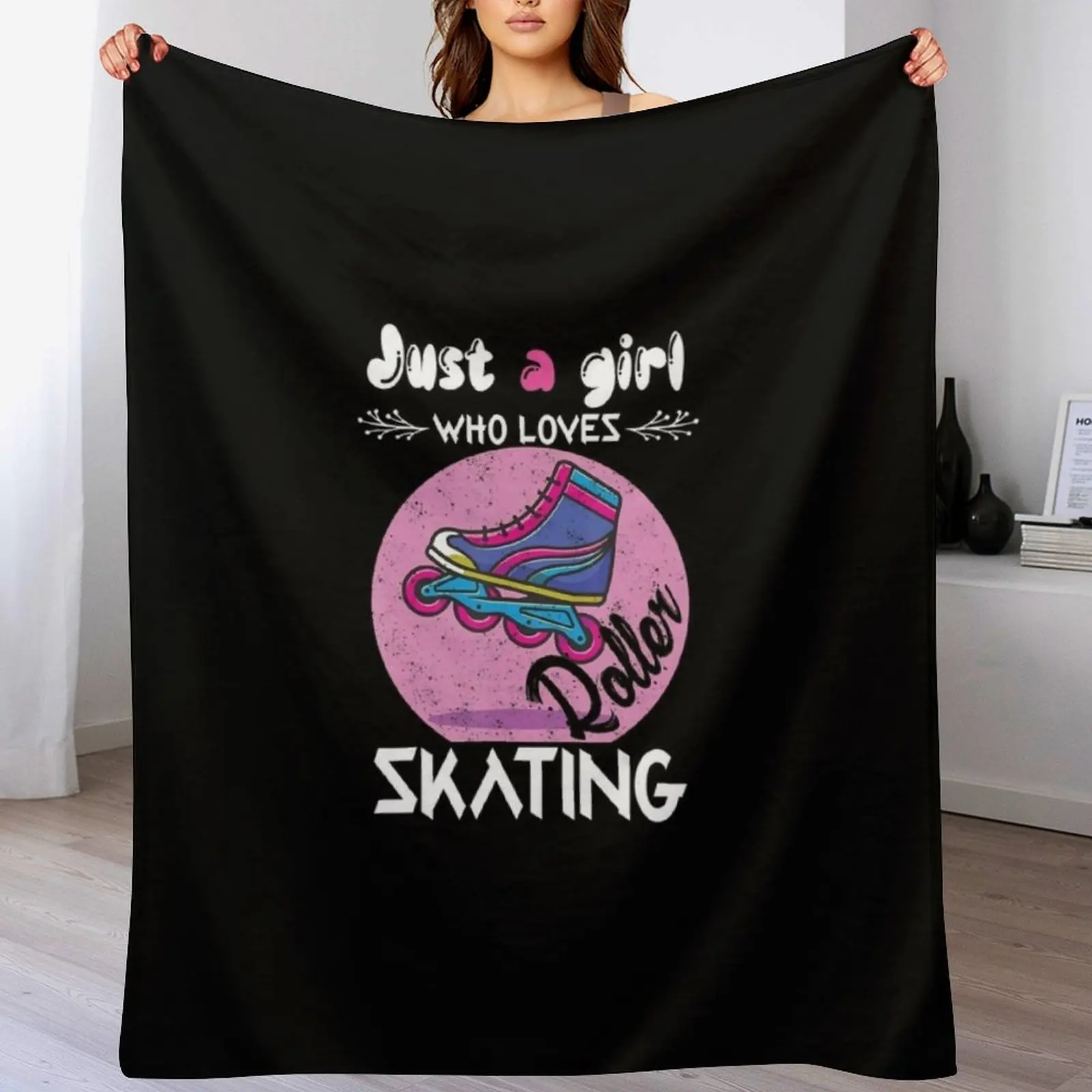 

Just a girl who loves roller skating roller skate skating Throw Blanket Luxurious Soft Blanket Holiday Gift for Family