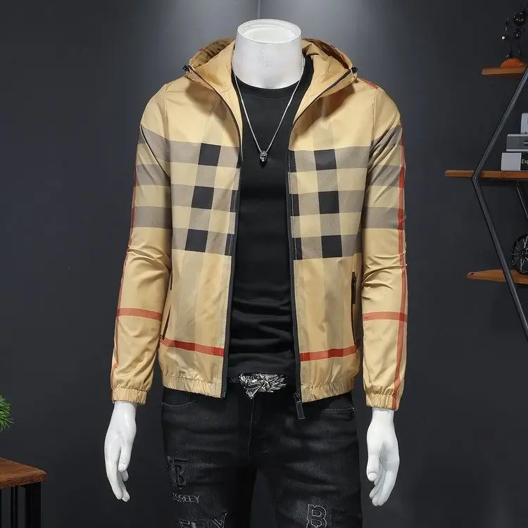 

New men's casual slim fit jacket, high-quality fashionable striped design zipper jacket, men's slim fit jacket