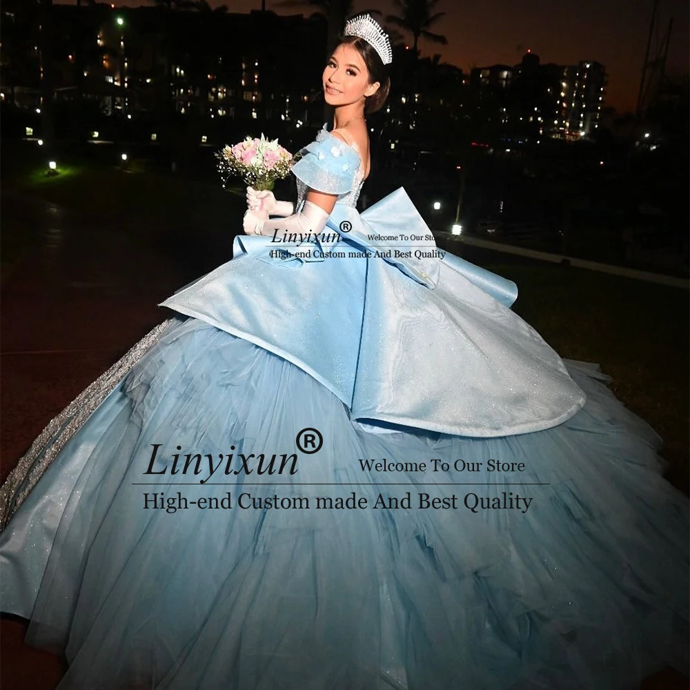 Luxury Shiny Tulle Quinceanera Dresses for Girl Applique 16 Sweet Birthday Ball Gowns Customized vestidos para mujer elegantes