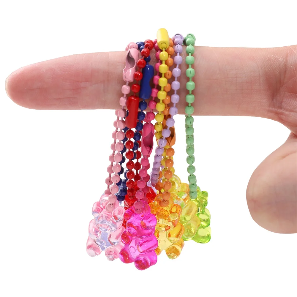 5 teile/los Candy Farbe Bunte Nette Harz Bär Schlüsselbund Mini Bär Mit Kette Für DIY Schmuck Finden Zubehör