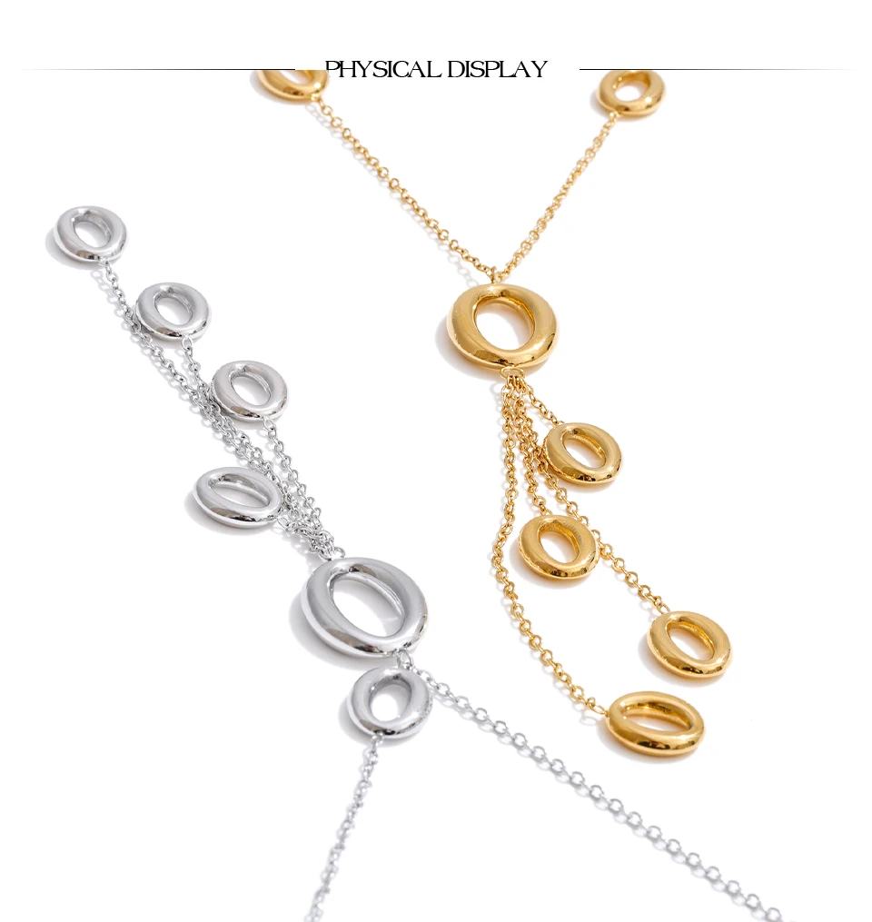 Yhpup Edelstahl Runde Hohl Quaste Anhänger Tropfen Halskette Neuheiten 16K PVD Überzogene Mode Charme Schmuck für Frauen – Detail 3