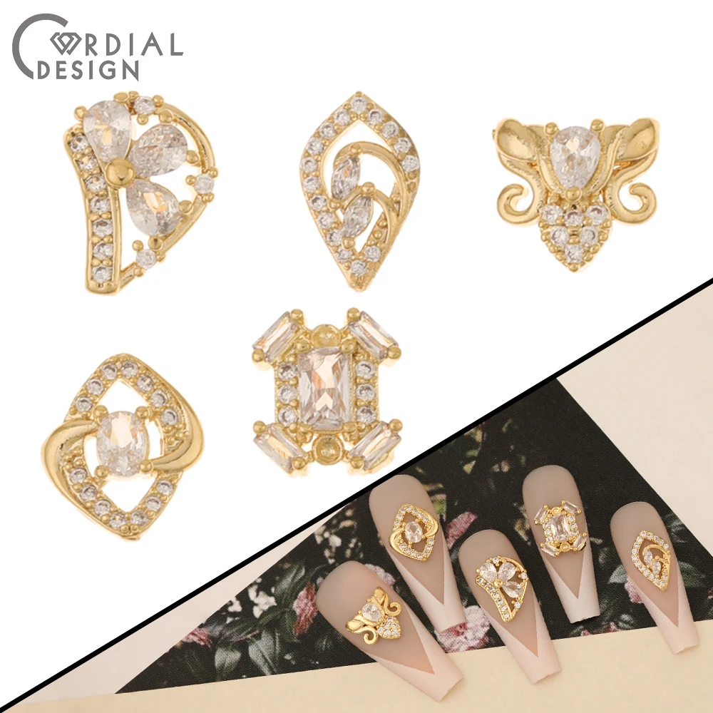 

Cordial Design 50Pcs Cubic Zircon/Multi Shapes/Genuine Gold Plating/DIY Fingernail Accessories/Jewelry Findings & Components