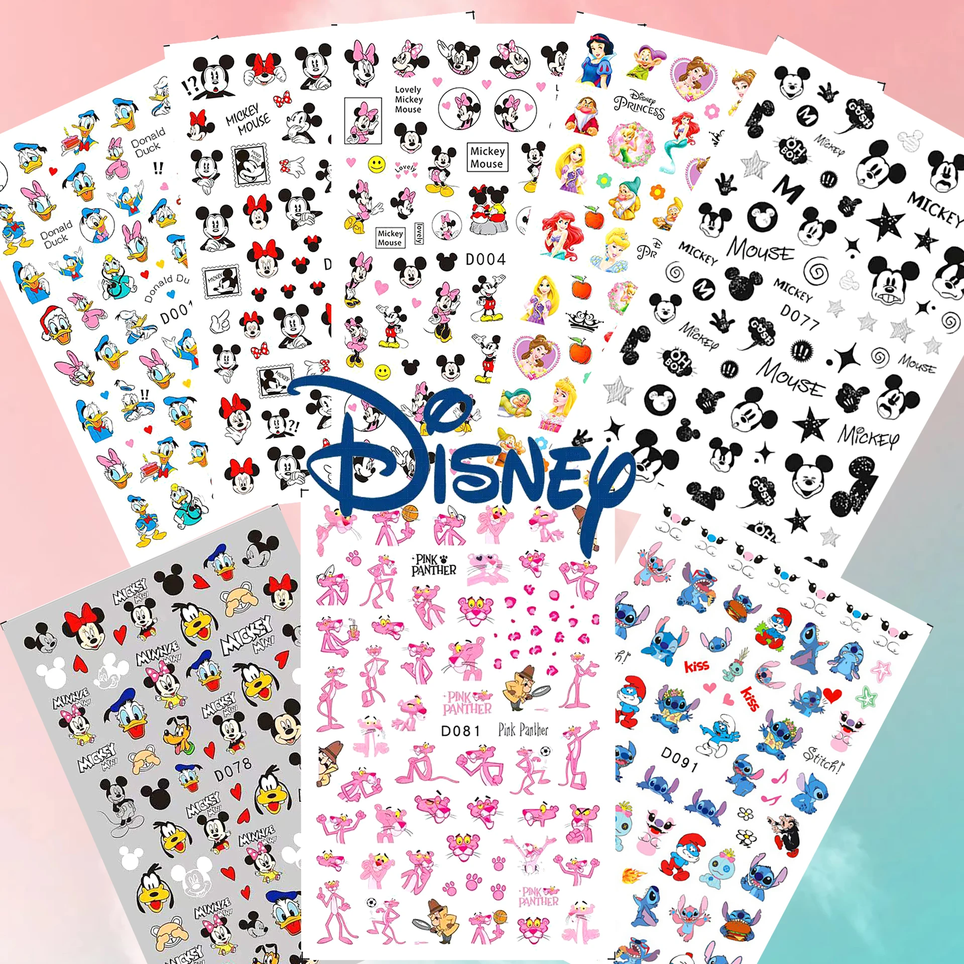 1PCS Lilo & Stitch Mickey Mouse Dumbo Nail Stickers Nail Art Decals Disney 3D Sticker Decals DIY Nail Art Accessories