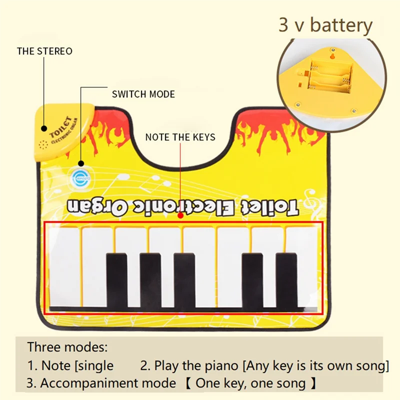Artistic Piano Sound Bathroom Carpet, Attractive Floor Mat With Piano Sound, Toilet Electronic Music Carpet Set-ABXK