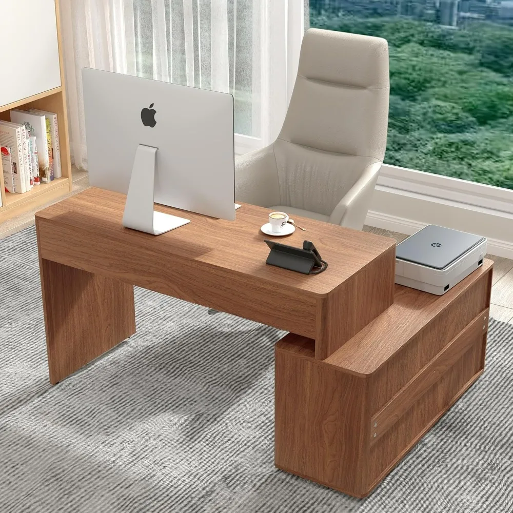 طاولة مكتب كمبيوتر حديثة مع مساحة تخزين، مكتب على شكل حرف L مع أدراج، مكتب مكتب منزلي لغرفة النوم والمساحة الصغيرة، من أجل #6