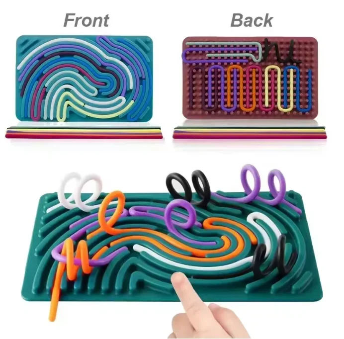 Planche d'activité sensorielle pour enfants, planche occupée, motricité, jouet Montessori, relaxant, anti-Stress, tige en Silicone colorée, jouet de voyage, cadeau pour garçon