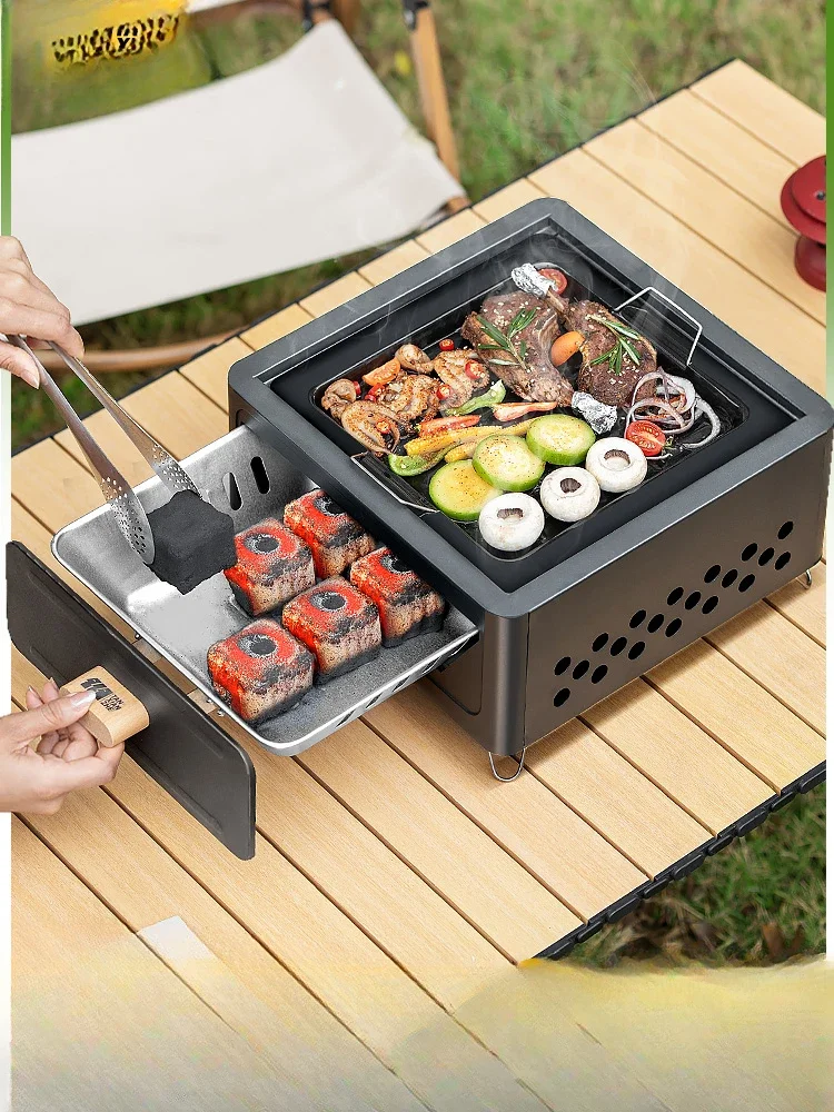 Barbecue stove, home barbecue rack, outdoor barbecue meat boiler, skewers for camping, complete set