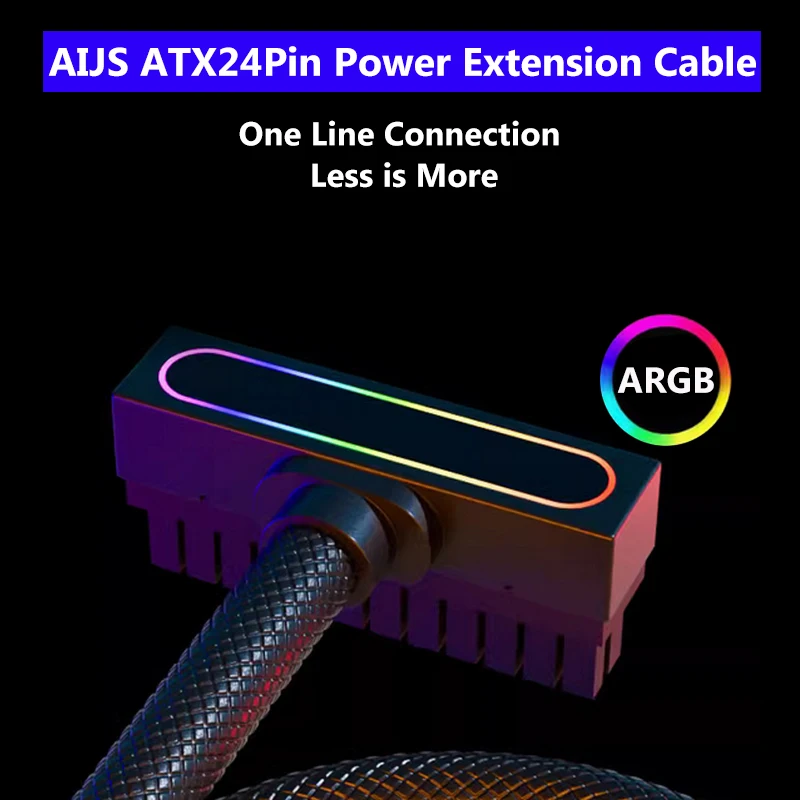 

Удлинительный кабель AIJS ATX24PIN с однолинейным соединением ARGB SYNC Удлинительный кабель питания компьютера
