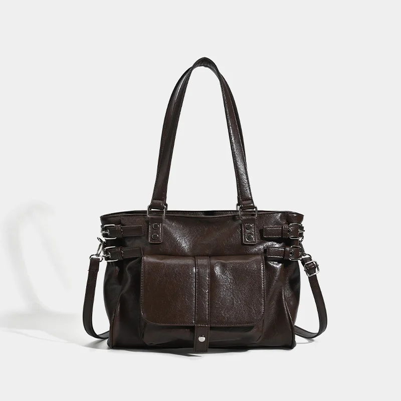 

Fashionable Vintage Style Casual Large Capacity Soft Leather Crossbody Bag Single Shoulder Sling Handbag Daily Pure Color