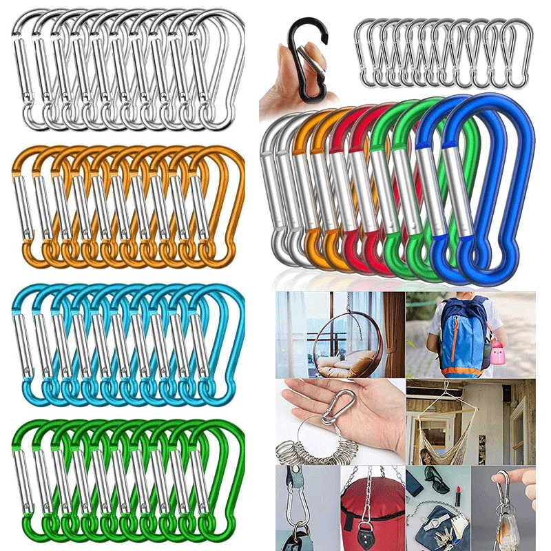 8pc M6 színben carabiners Alumínium Keverés Puska Bugyog Hirtelen időváltozás csipesz Horog keychain Hegymászás Puska számára Tapogat kemping szerszámok