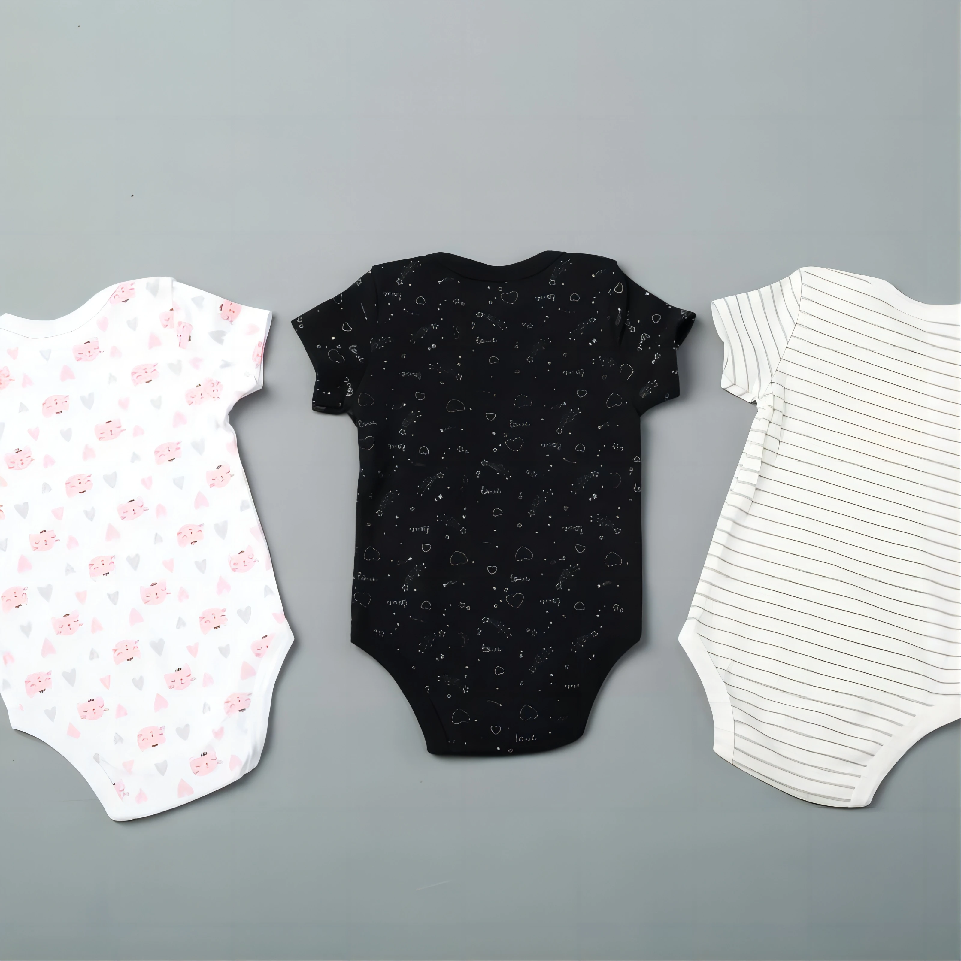 3PCS Summer  Boys And Girls Cute Graphic Rompers Set Short-sleeved Triangle Jumpsuit Newborn Cotton Comfy Onesie Clothes Pajamas