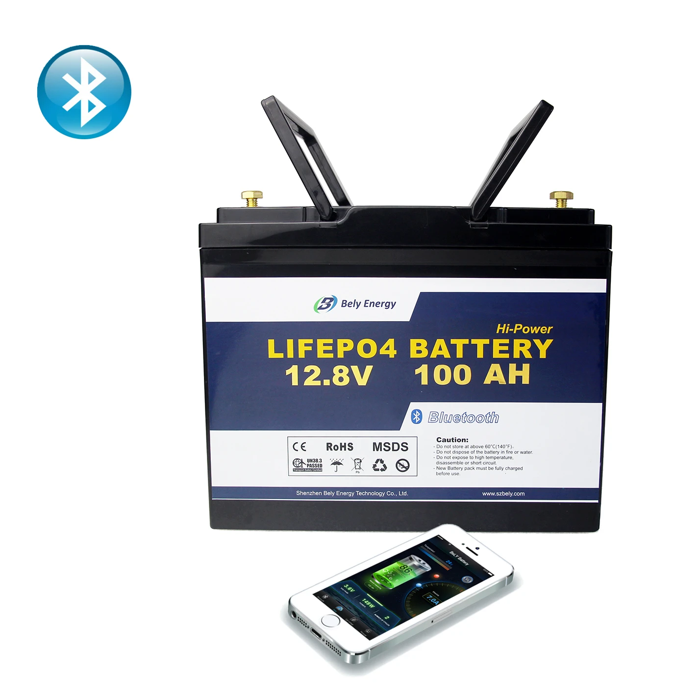 Small size LiFePo4 Lithium Battery pack 12V 100Ah With Bluetooth monitoring and BMS protection for RV Yachat Solar Energ