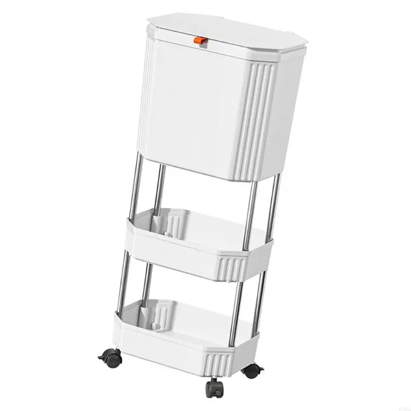   Renter Friendly Trash Bin Storage Shelf Organizers No Drilling Required Compactly Kitchen Storage Easy Cleaning Garbage Bin