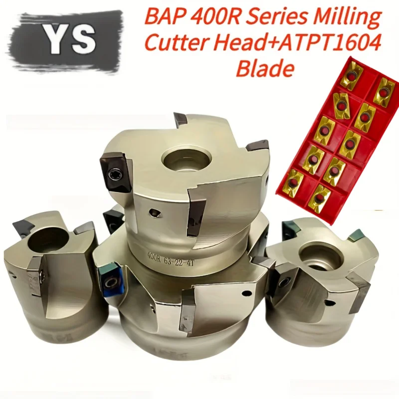 YS BAP400R Face Mill Head 40mm 50mm 63mm 80mm 100mm 3/4/6/7T Flute Face End Mill Flat Cutter 10pcs APMT1604PDER Carbide Inserts