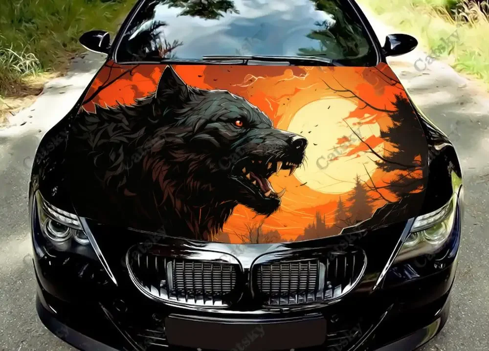 Wolf Watercolor Animal Painting Car Hood Decal Truck Decals Vinyl Sticker Graphic Wrap Stickers Trucks Cars Bonnet Vinyls