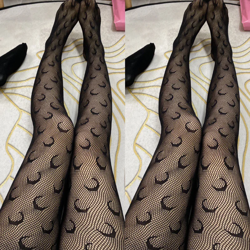 Gothic Black Fishnet Socks Tights Pantyhose Japanese Retro Heart Moon Spider Web Fishnet Lace Bottoming G Stockings for Women