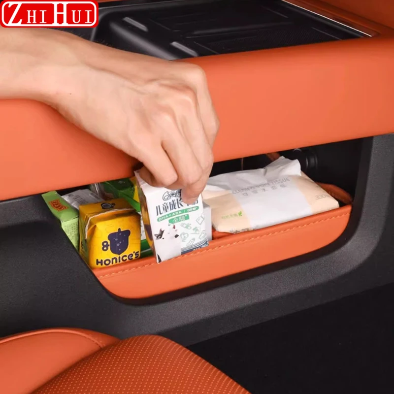 For Li Lixiang L6 L7 2024 Restyling Car Styling Center Console Lower Storage Box Leather Foldable Storage Box Auto Accessories