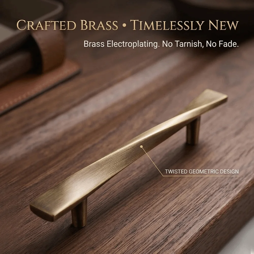 Solid Brass Cabinet Pull Handles Matte Glaze Finish Modern Minimalist Drawer Knobs Ergonomic Handle Design Matte Finish