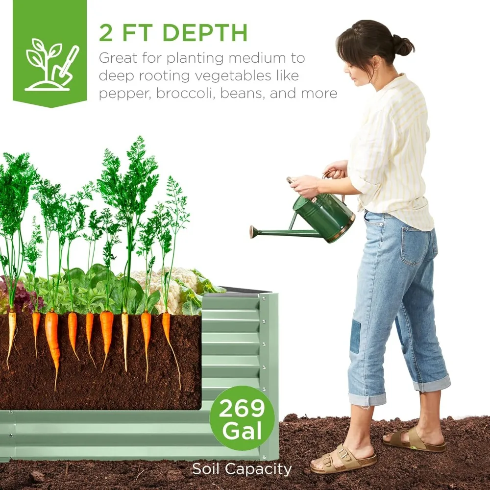 

6x3x2ft Outdoor Metal Raised Garden Bed, Deep Root Box Planter, 269 Gallon Capacity, Customized