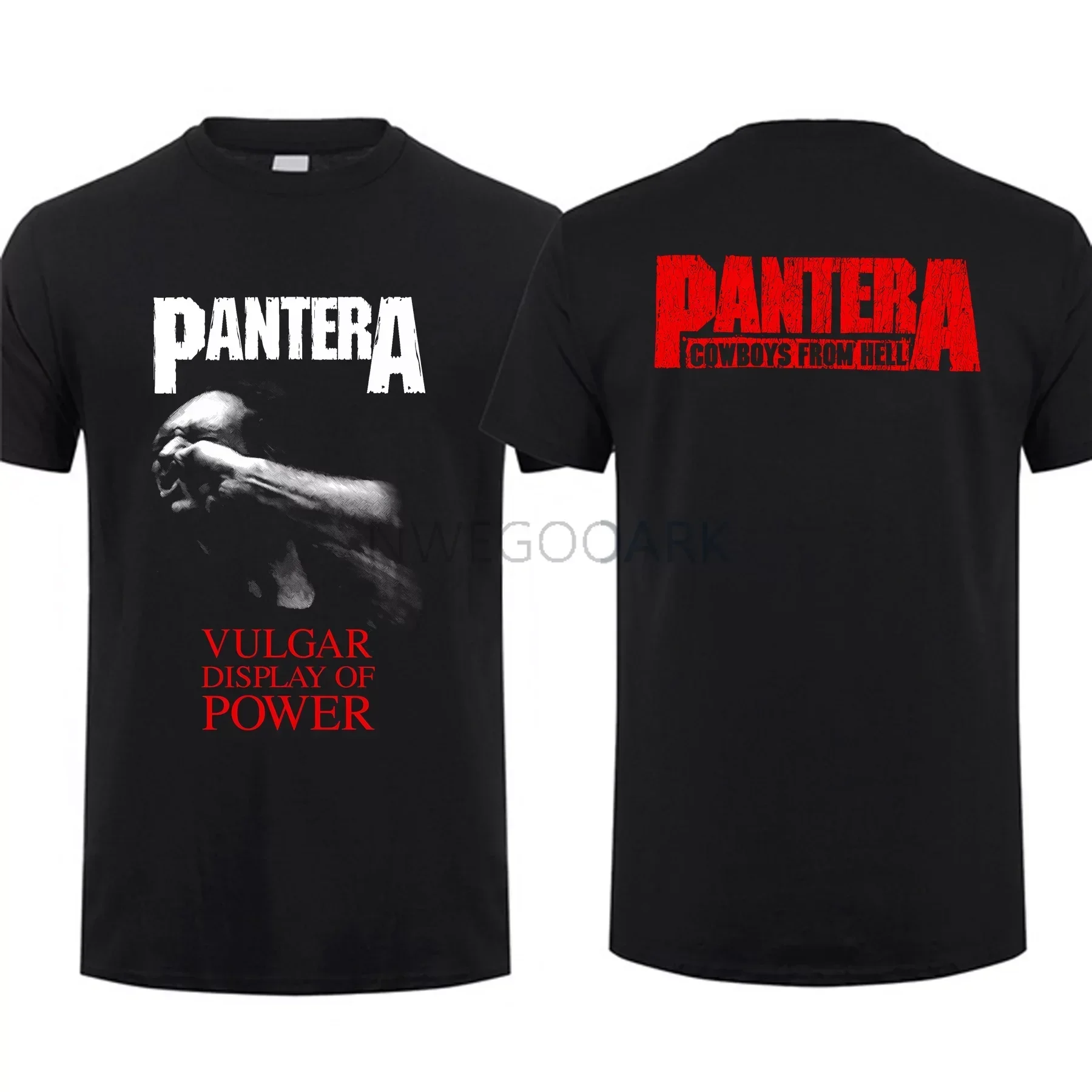 

NG Pantera Vulgar Display of Power Black T Shirt Men Short Sleeves Cool Hip Hop Streetwear T-shirt