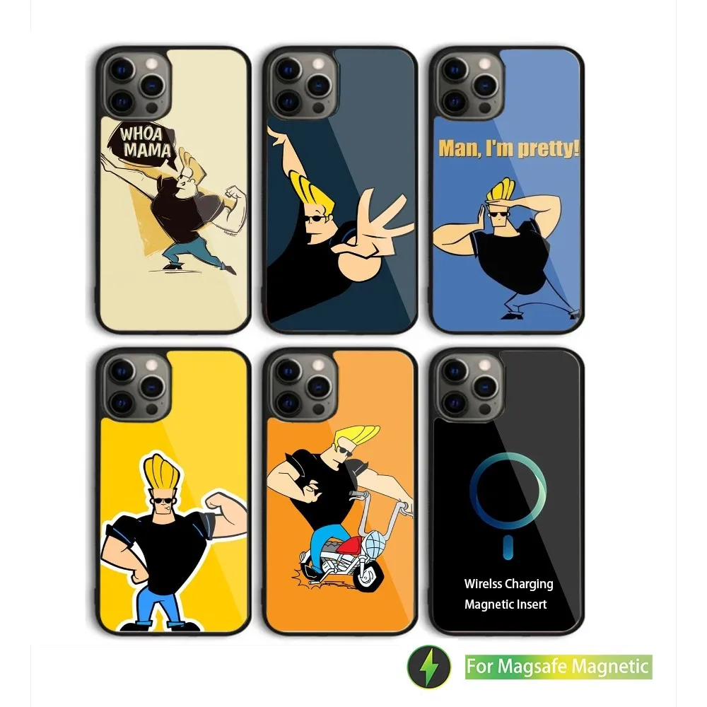 Johnny Bravo anime Phone Case For iPhone 16,15,14,13,12,11,Plus,Pro,Max Mini Magsafe Magnetic Wireless Charging