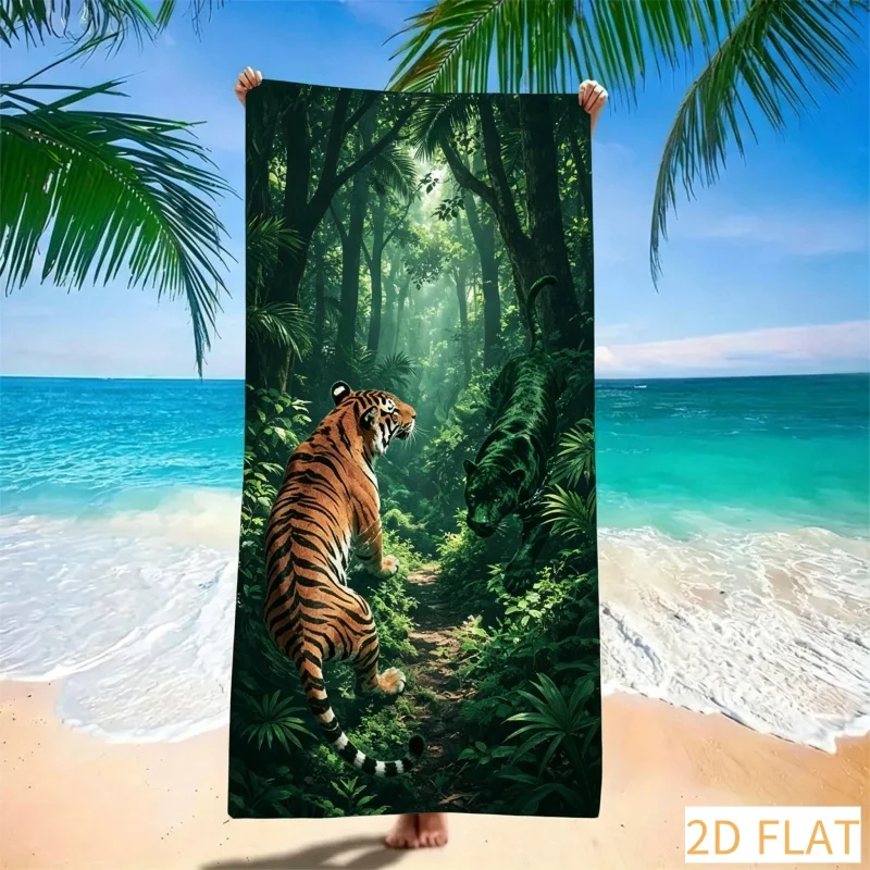Tropical Beach Towel - Super Absorbent Quick Dry Microfiber with Palm Tree Soft Sand-Free Blanket for Picnic & Island Getaway