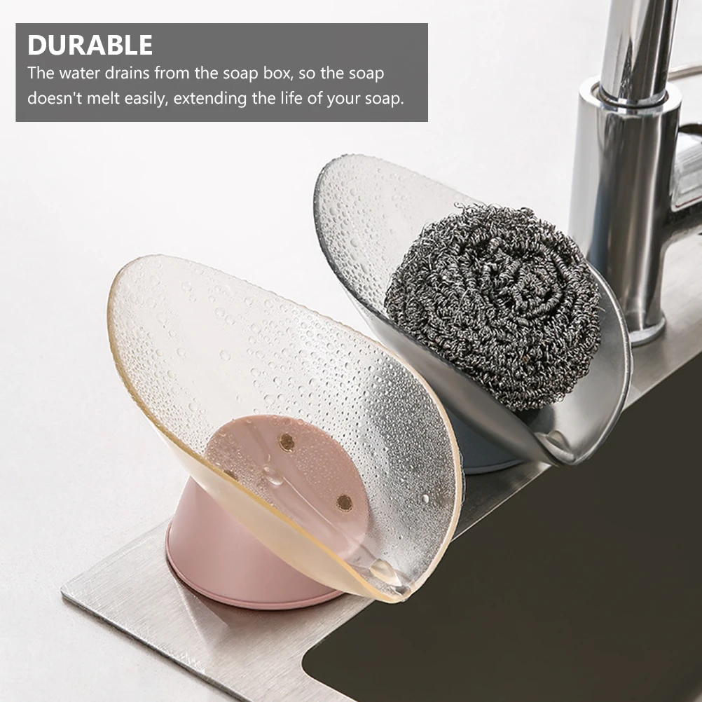 

2 Pcs Punch-free Soap Box Holder Plastic Holders Sink Storage Container Dish Rack