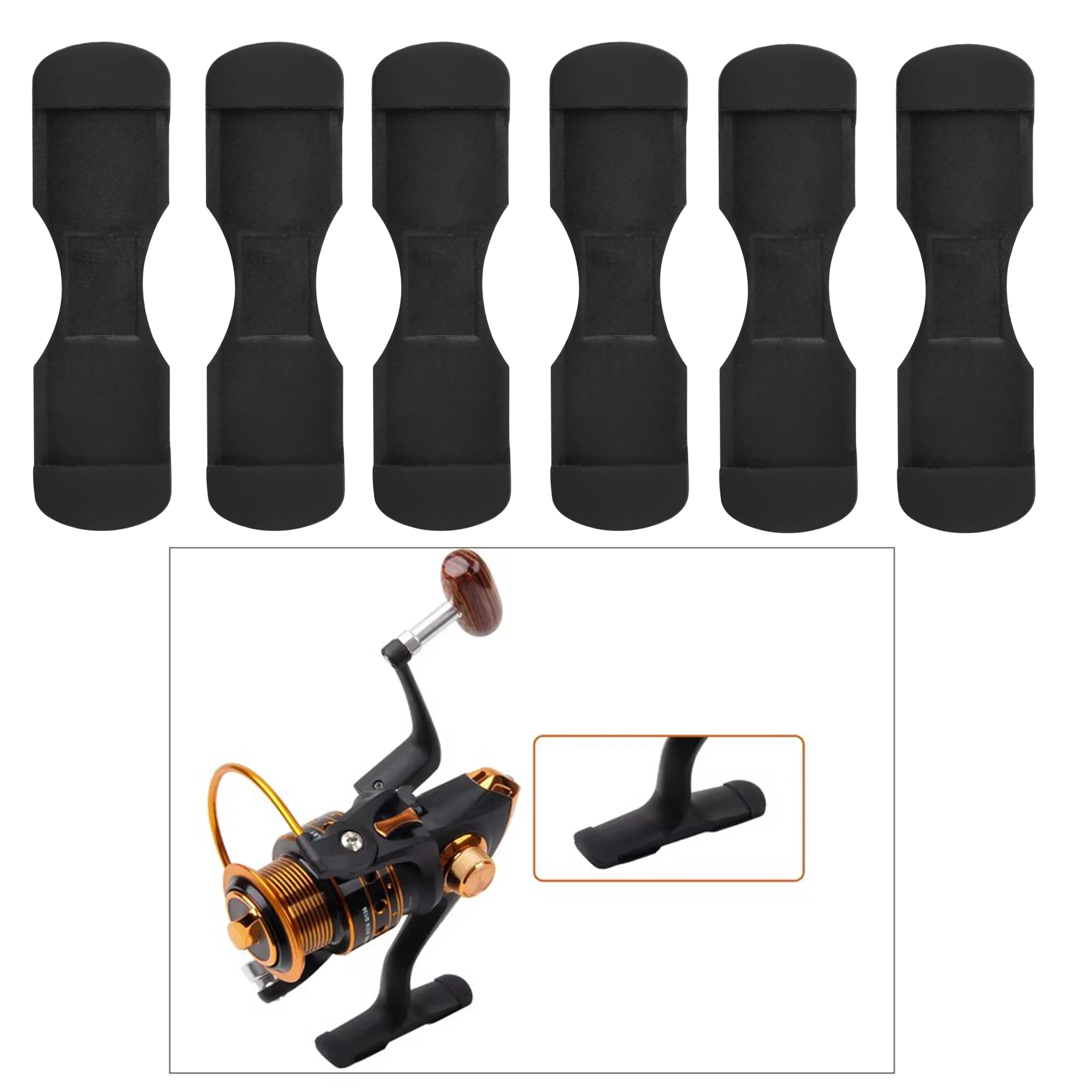 6pcs Black Rubber Fishing Reel Base Protection Mat Pad Elastic Fishinng Reel Covers For All Fishing Reels Protection