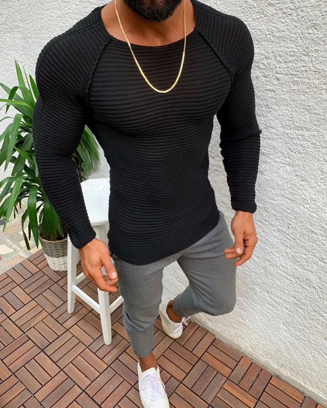 Maglione primavera Slim Solid Fashion Inside Underwear Men Mock Neck Basic t-shirt camicetta Pullover manica lunga Top