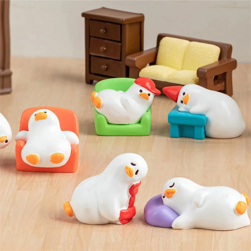 6 estilos/conjunto de resina mini pato branco ornamentos de carro decoração de mesa para casa micro paisagem estatuetas de jardim pato minúsculo acessórios diy