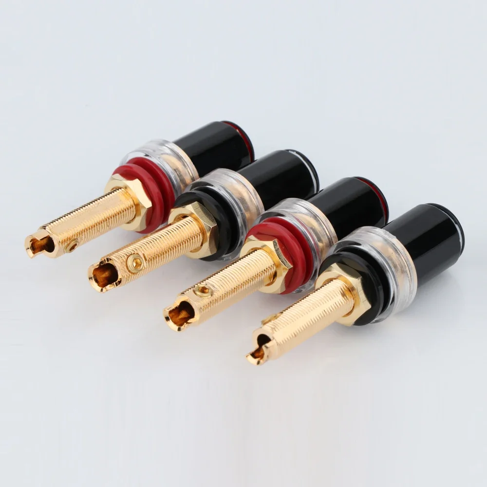 4Pcs BP1119 Gold/Rhodium Plated HIFI Amplifier Speaker Terminal Binding Post rear-stage solderless banana socket long