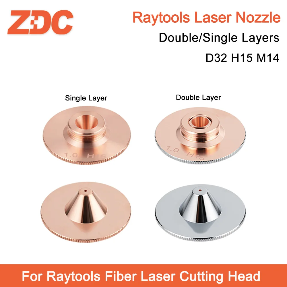 

Fiber Laser Nozzles Single/Double Layers D32 H15 M14 Caliber 0.8-5.0 for Raytools Laser Head