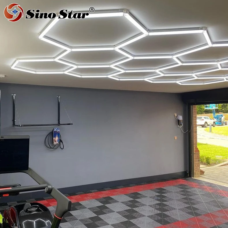 565mm Tube High Quality Super Bright Customized Hexagrid Car Workshop Led Lights Linkable Showroom Detailing Work Bay Light