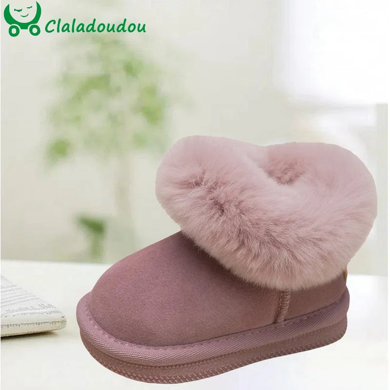 

Brand Toddler Genuine Leather Winter Boots,Solid Warm Fur Winter Ankle Boots For Kids Boys Gilrs,Zip Walkers For Little Baby