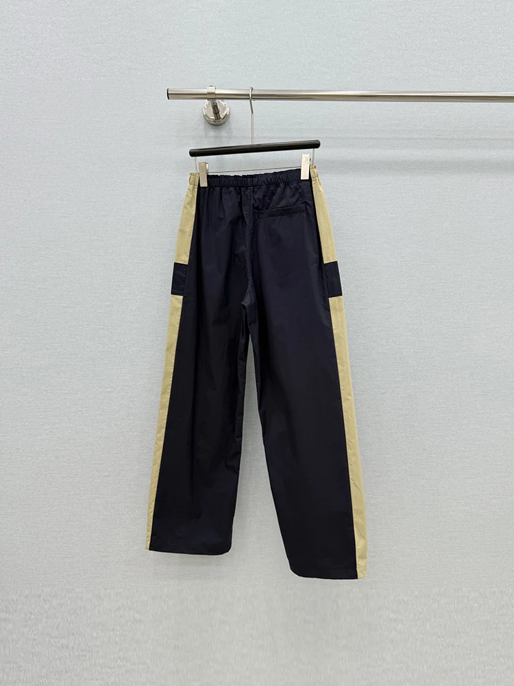 Spring Summer Fashion Daily Casual Patchwork Straight Barrel Trousers Women's Elastic Waist Slim Multi Pocket Versatile Pants