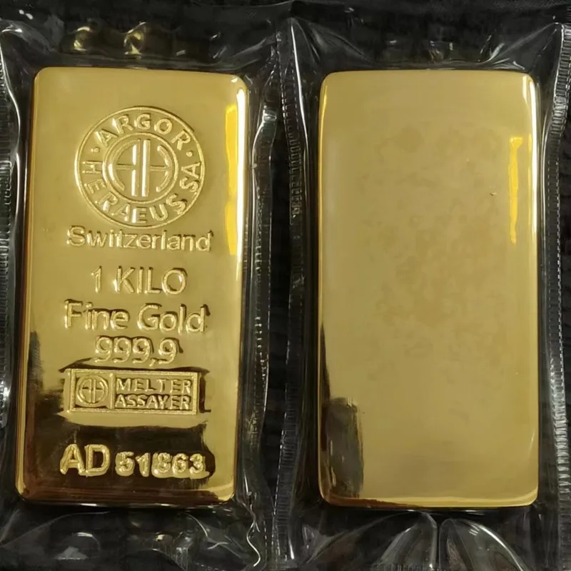 Switzerland 1000g Gold Bar 1:1 Copy Suisse 1kg Gold Bullion Replica Gold Bar Jewelry Store Bank Display Anti-theft Sample
