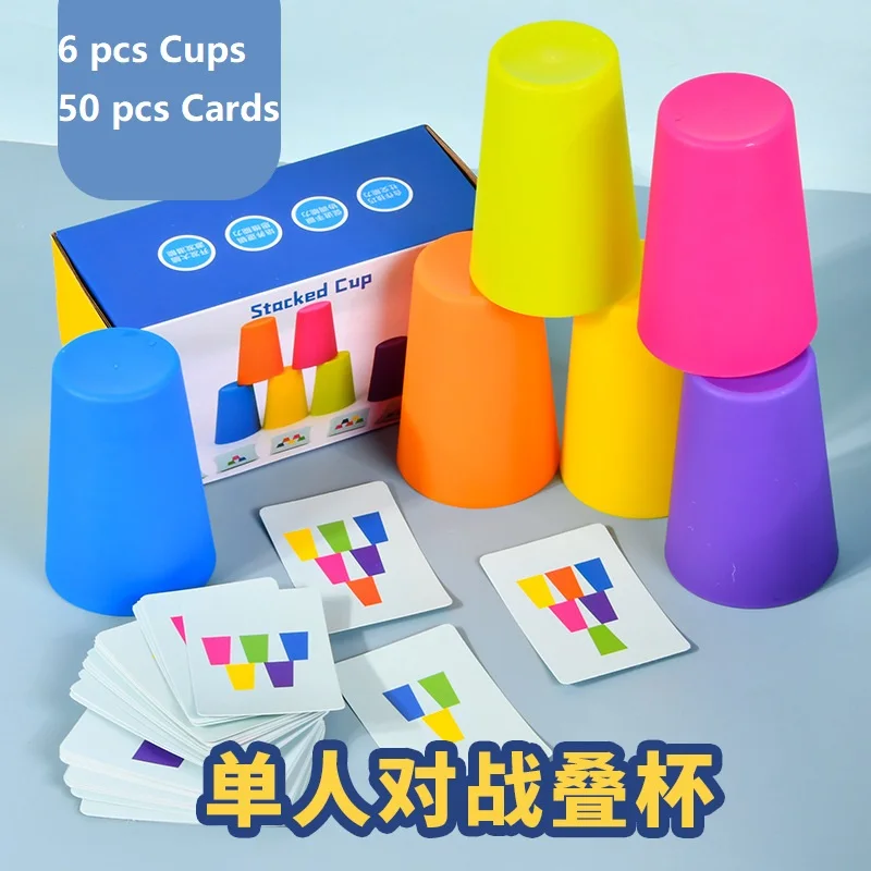 Parent Child Interactive Stack Cup Game Children Educational Intellectual Enlightenment Color Cognition Logic Training Toys