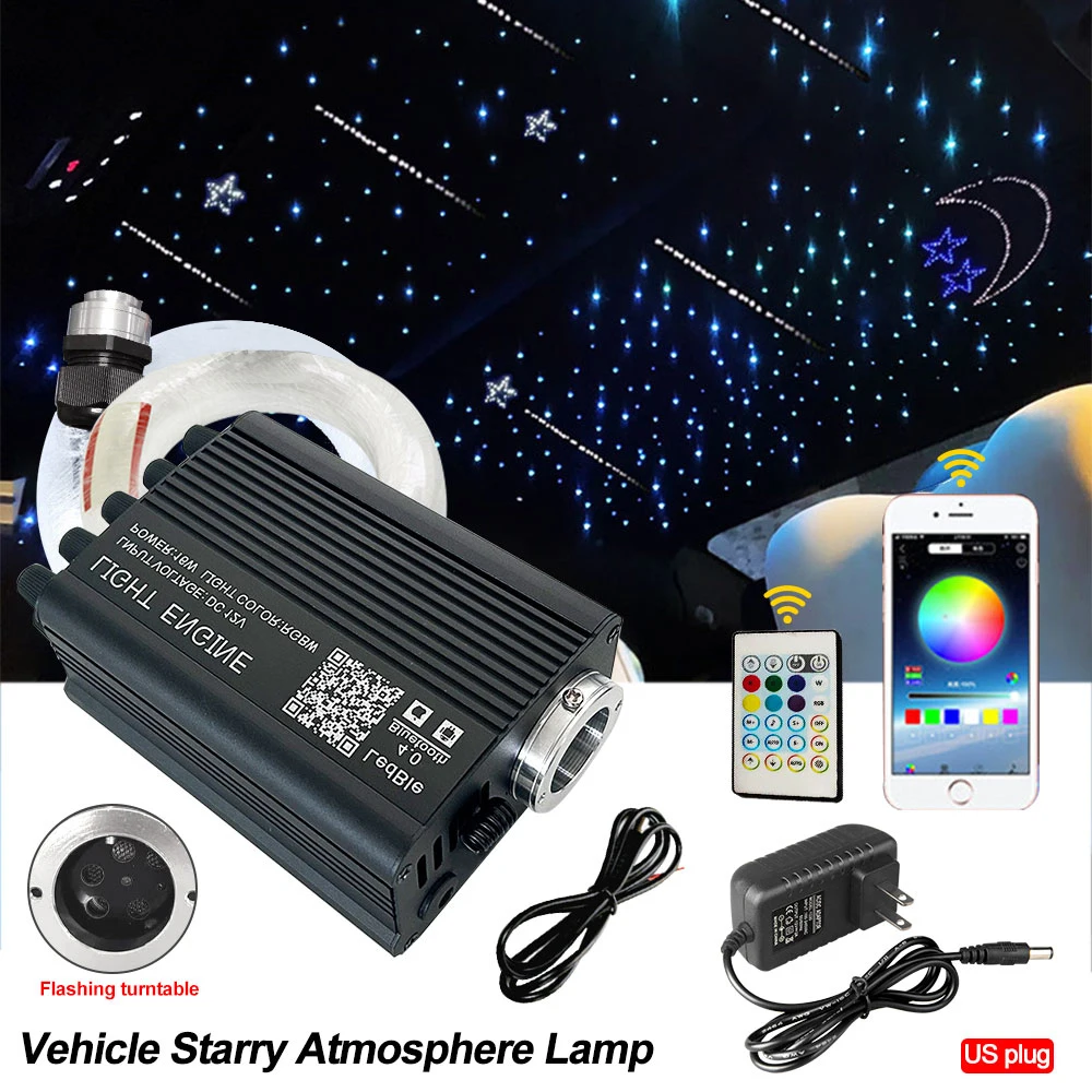 16W Twinkle RGBW Fiber Optic Star Ceiling Lights Kit Smart APP Sound Control LED Engine for Car Starry Sky Fiber Optic Light LED