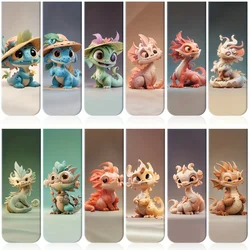 12-Piece Adorable Dinosaur Magnetic Bookmarks - Fun Paper Page Clips for Readers, Office and School Use